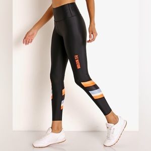 P.E Nation Black Leggings with Orange and Blue Stripes
